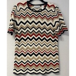 Alfred Dunner Top Shirt Women  Size PL Multicolor Short Sleeve  Crew Neck Blouse
